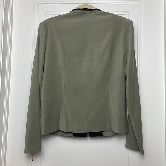 Vintage LESLIE BELLE Blazer front zip embroidery sage green - Picture 6 of 15
